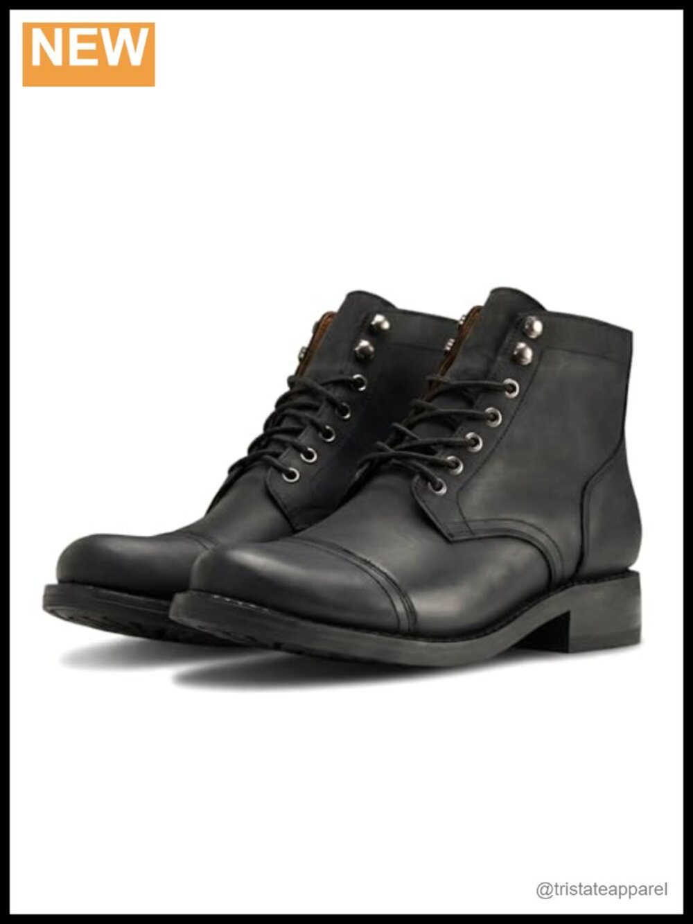 Men's Mid-Top Leather Work Boot Cap Toe Lace-Up